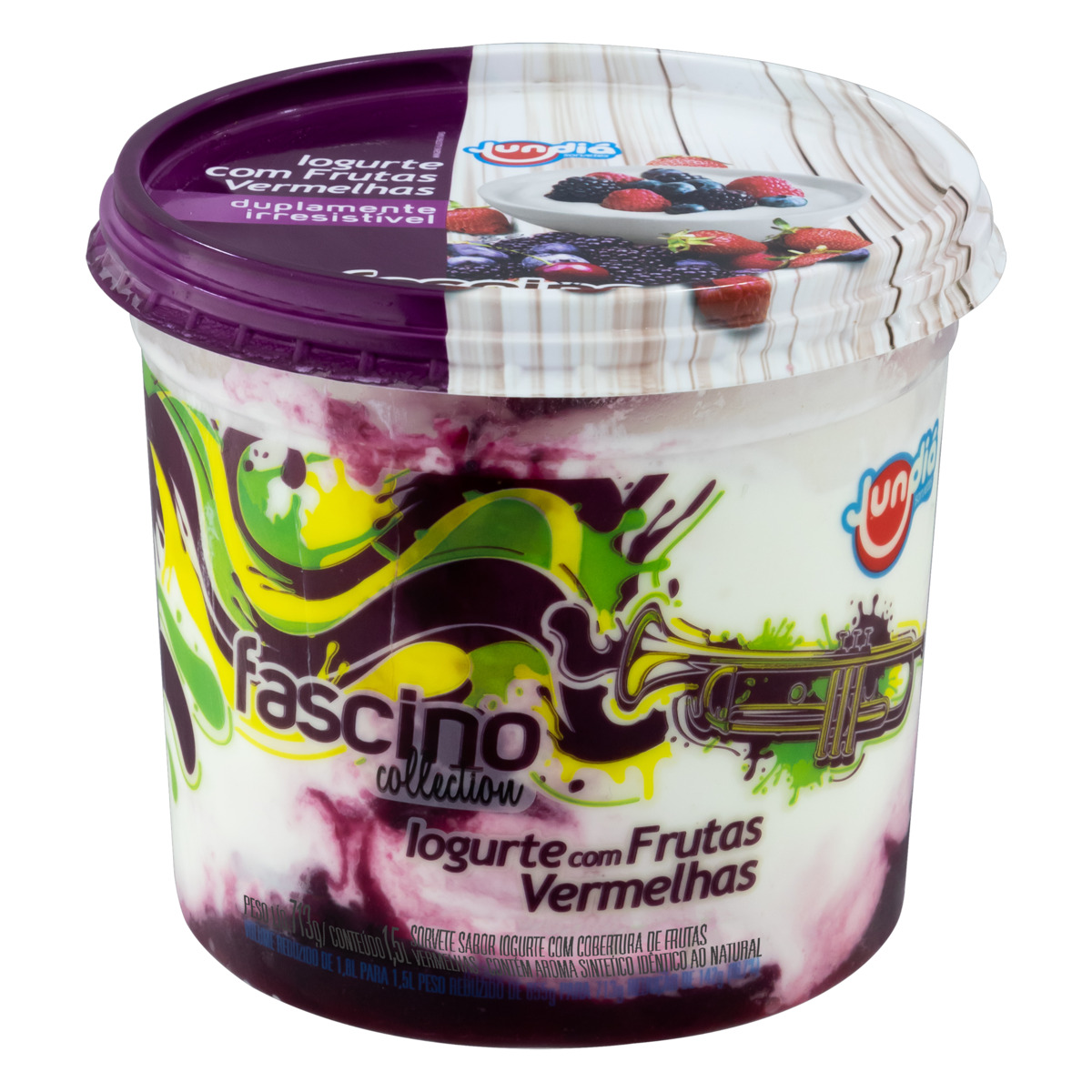 Sorvete Jundiá Fascino Collection Iogurte Frutas Vermelhas - 1,5l